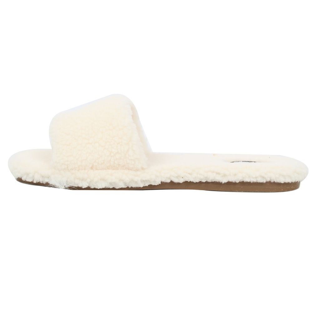 Size 9 Ivory Faux Sherpa Slide Sandals - Picture 5 of 5